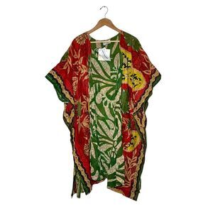 NWT Kantha Bae Cotton Sari Kimono One Size Boho Patchwork Festival Duster